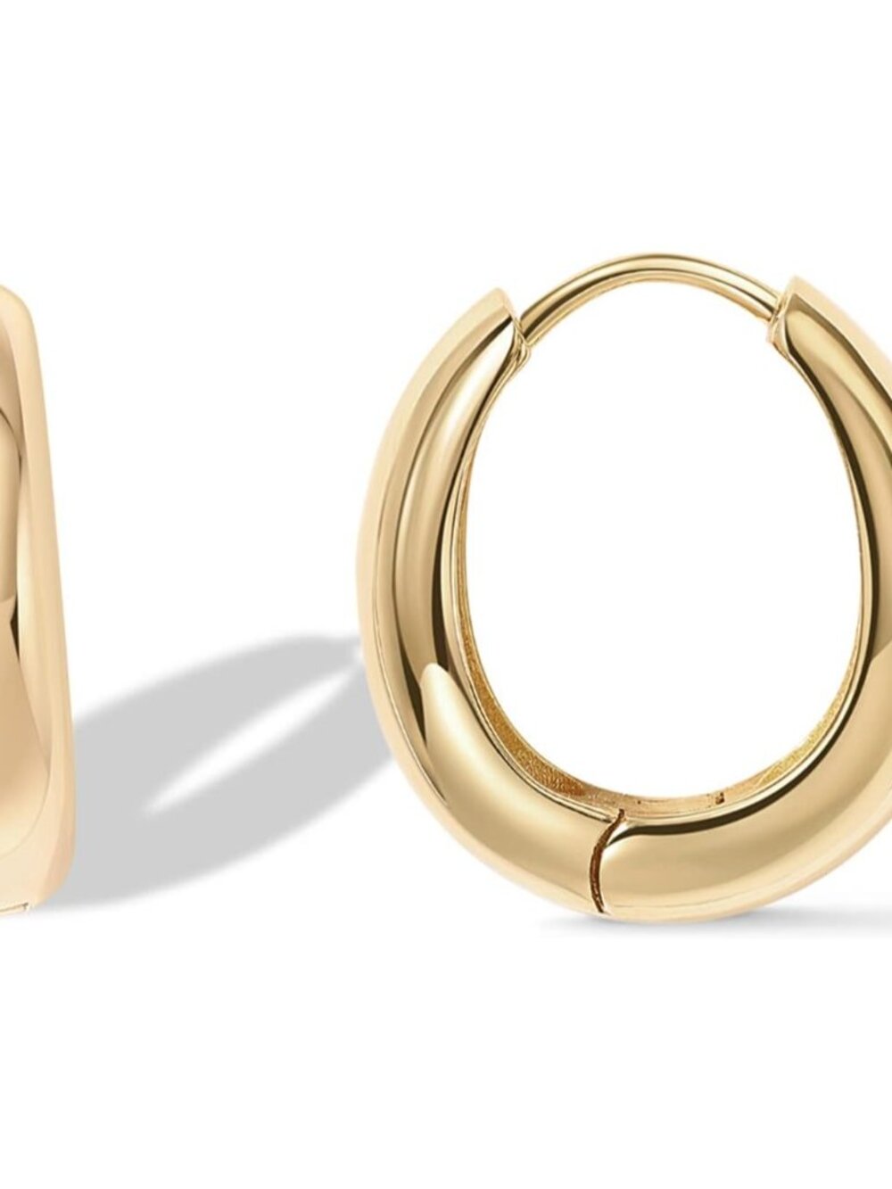 Gold Hoop Earrings for Women, 14K Gold Plated Small Chunky Hoops | 925 Sterling